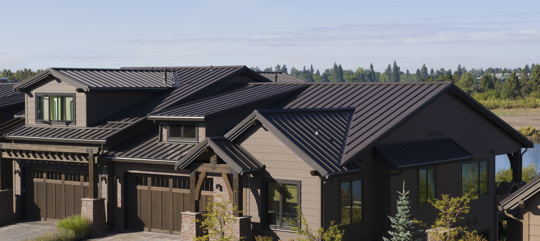 a house with a metal roof